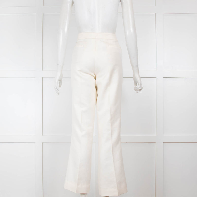 Amanda Wakeley Cream Textured Cotton Trousers