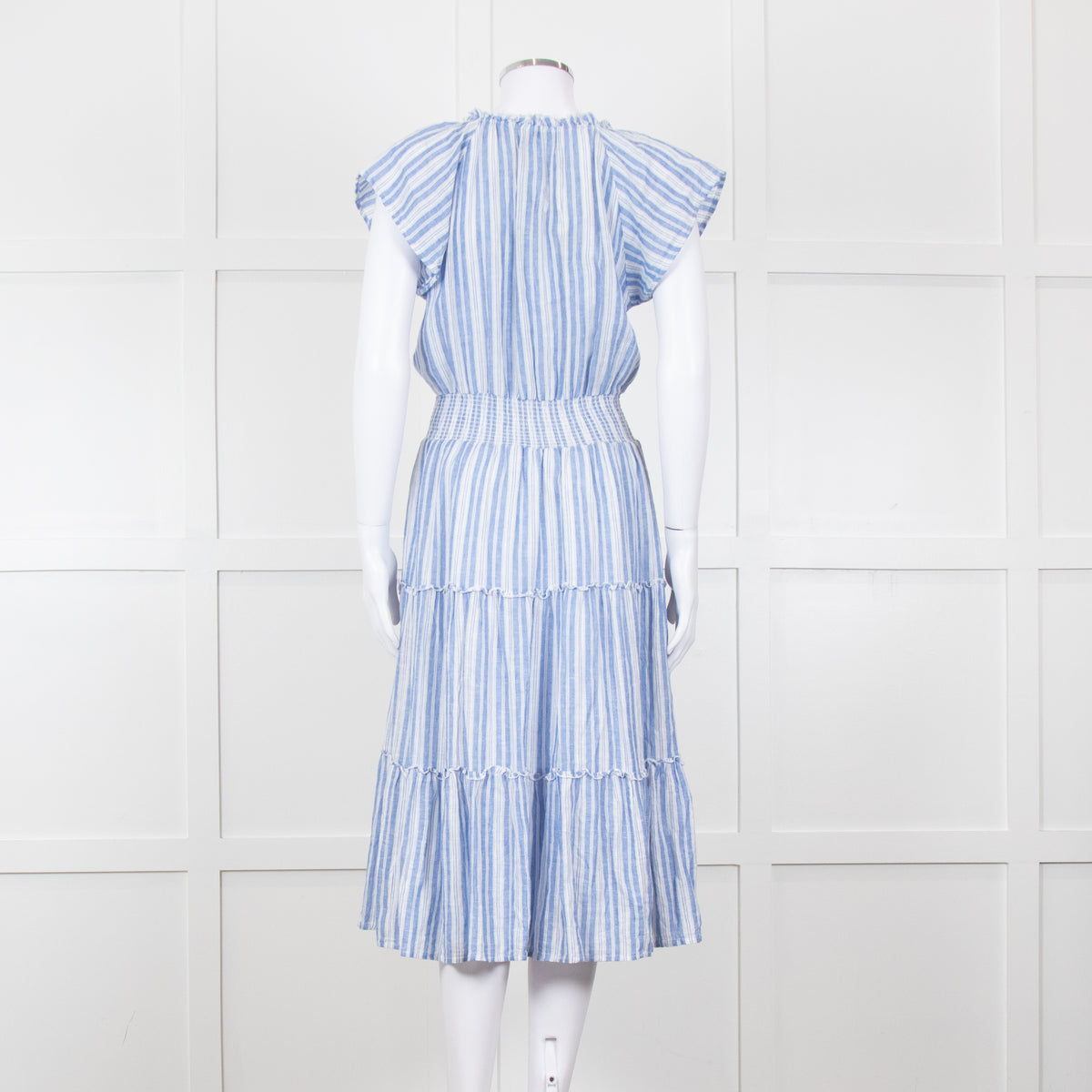Rails Blue White Striped Cotton Tiered Dress