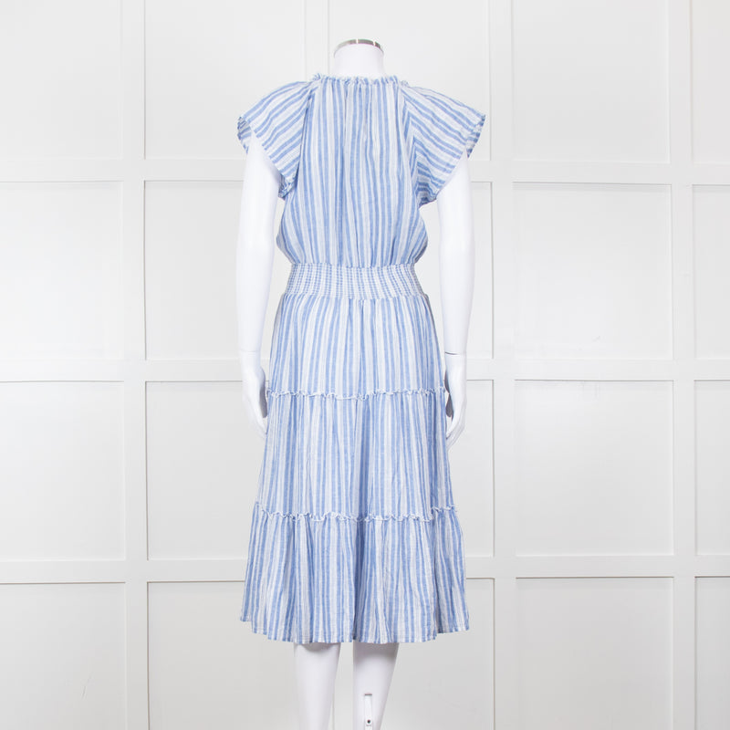Rails Blue White Striped Cotton Tiered Dress