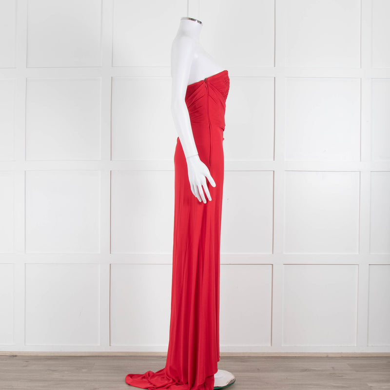 Giorgio Armani Red Ruched Bodice Stretch Gown