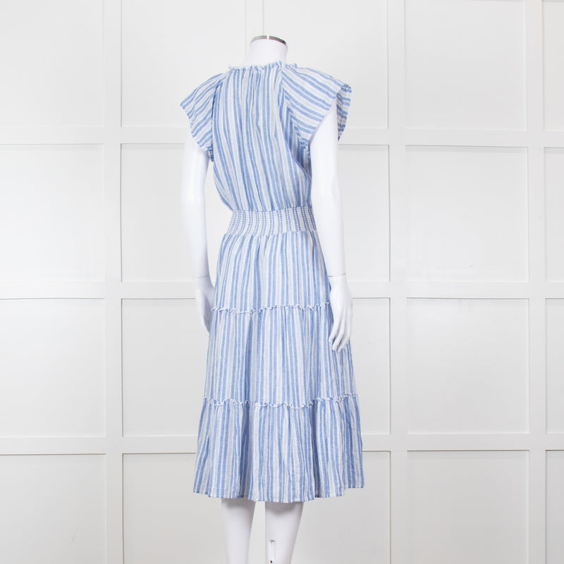 Rails Blue White Striped Cotton Tiered Dress
