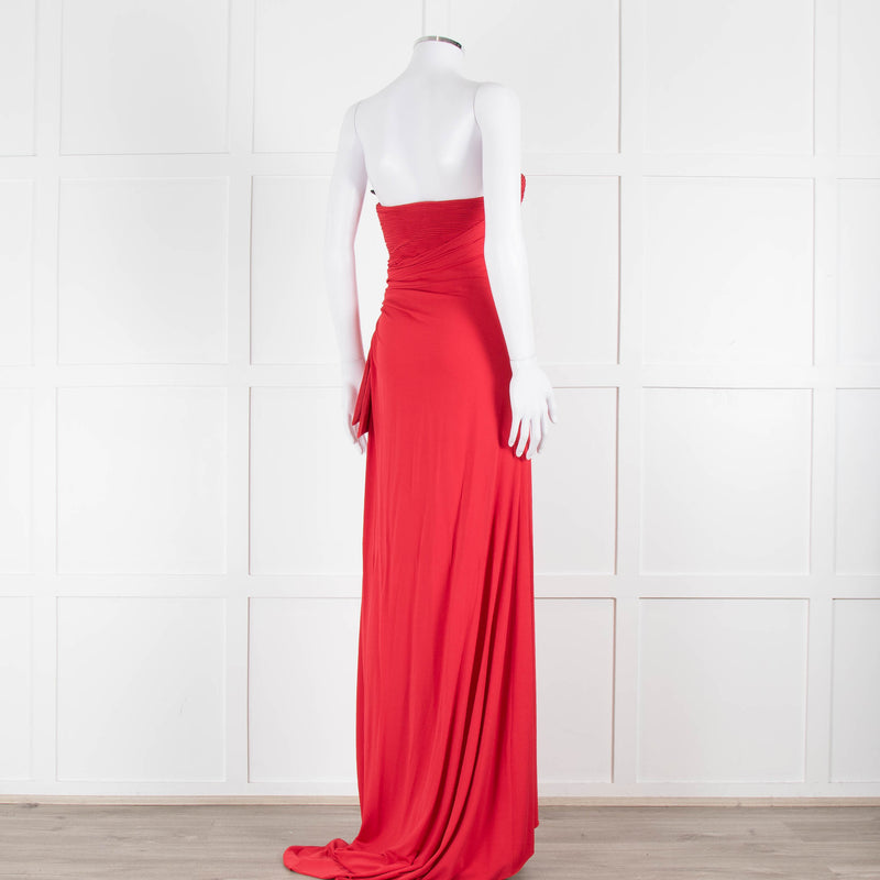 Giorgio Armani Red Ruched Bodice Stretch Gown