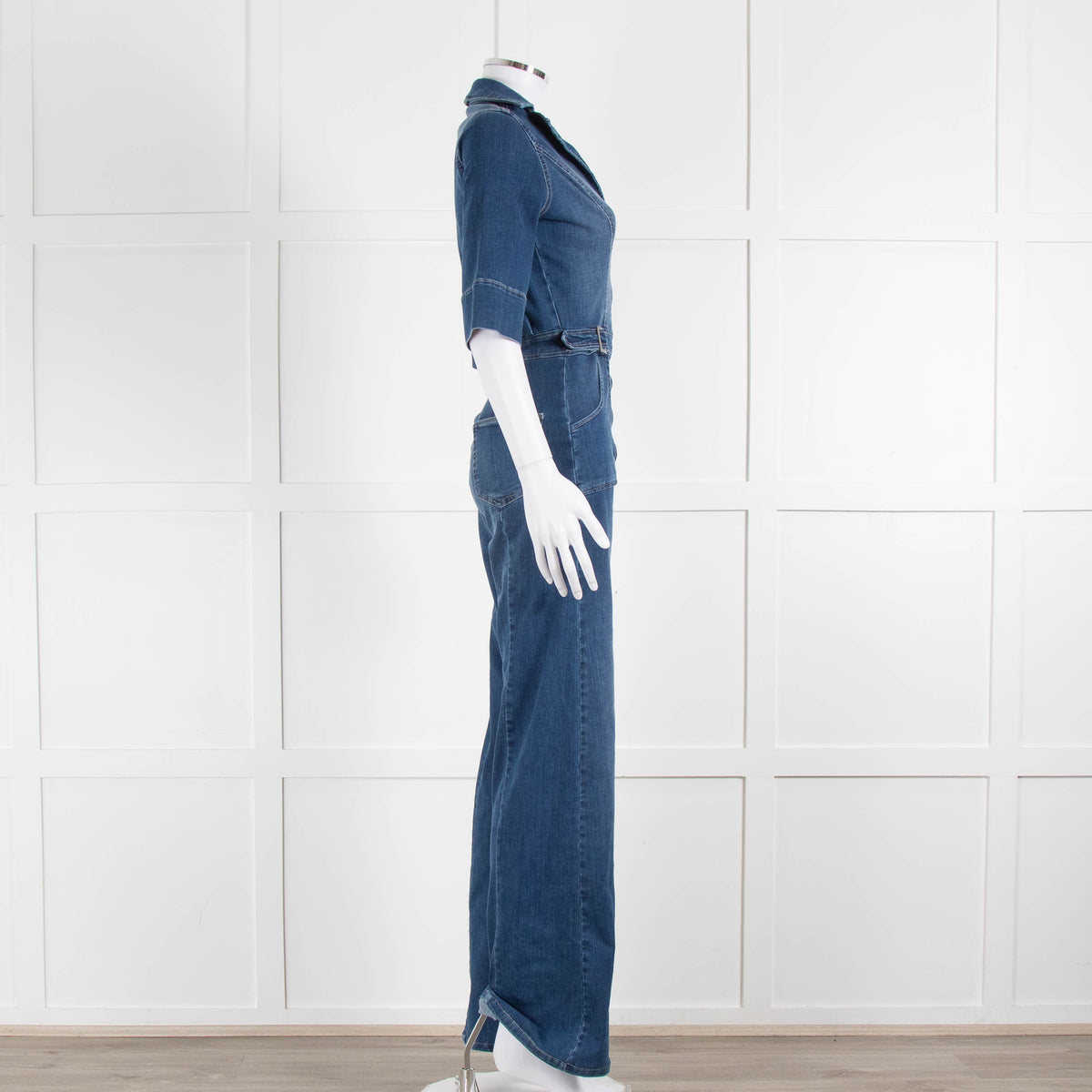 Donna Ida Blue Denim Short Sleeved Flared Jumpsuit