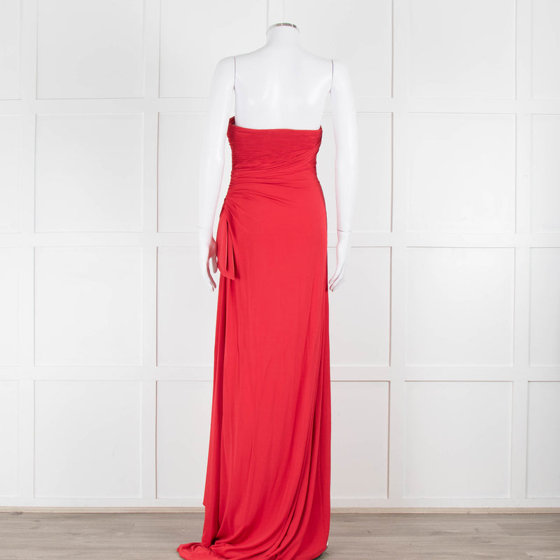 Giorgio Armani Red Ruched Bodice Stretch Gown