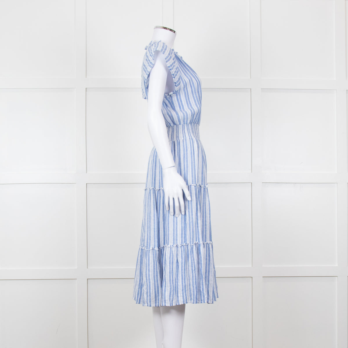 Rails Blue White Striped Cotton Tiered Dress