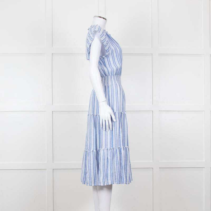 Rails Blue White Striped Cotton Tiered Dress