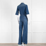 Donna Ida Blue Denim Short Sleeved Flared Jumpsuit