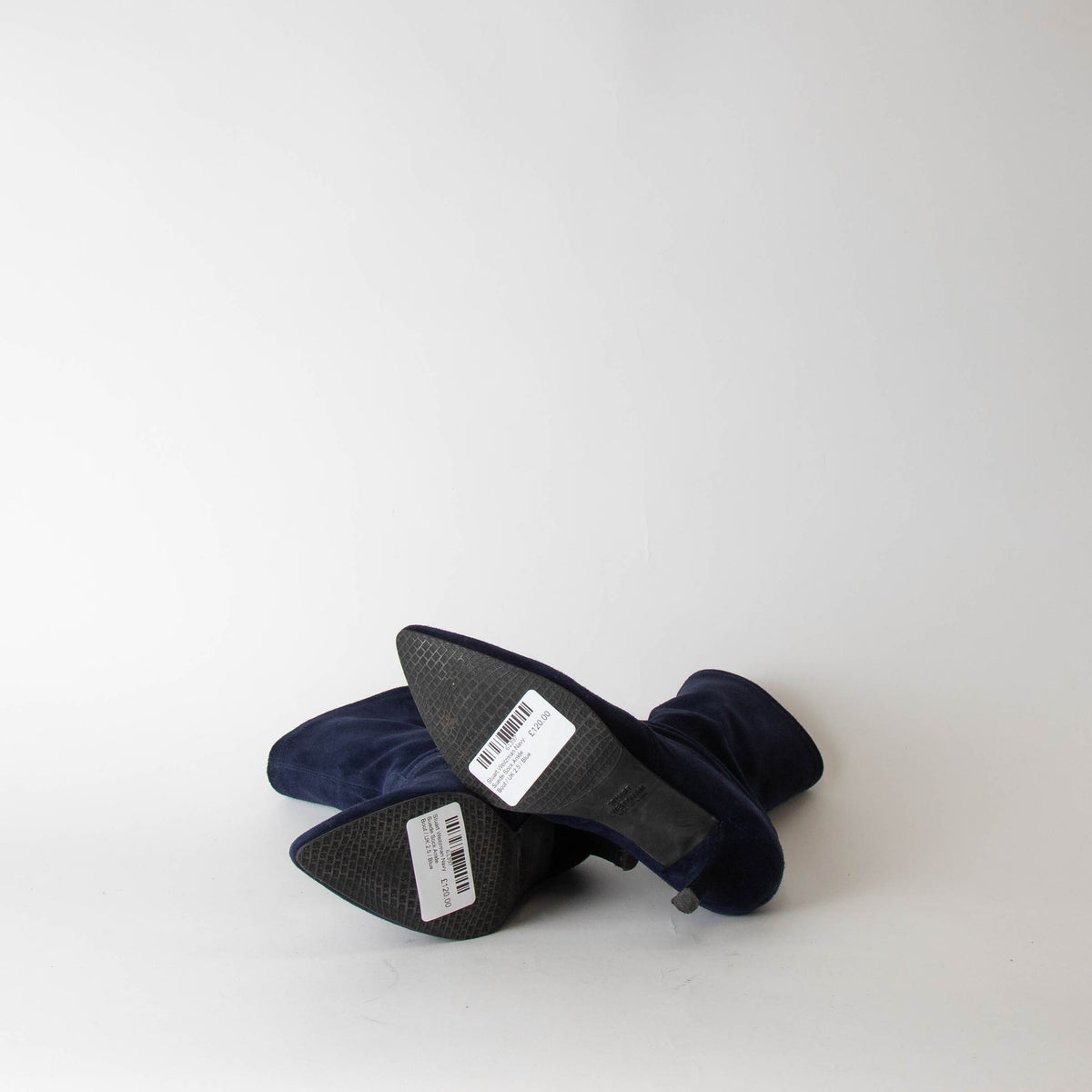 Stuart Weitzman Navy Suede Sock Ankle Boot