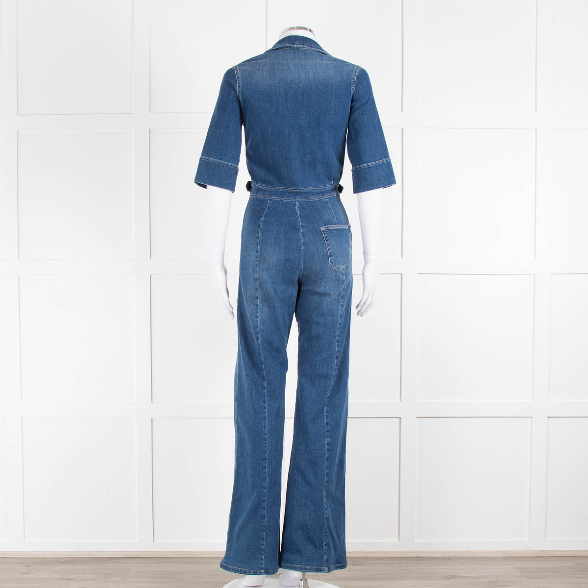 Donna Ida Blue Denim Short Sleeved Flared Jumpsuit