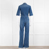 Donna Ida Blue Denim Short Sleeved Flared Jumpsuit