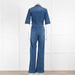 Donna Ida Blue Denim Short Sleeved Flared Jumpsuit
