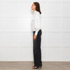 Ganni White Ruched Detail Puff Sleeved Cotton Top