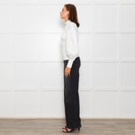 Ganni White Ruched Detail Puff Sleeved Cotton Top