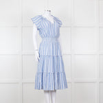 Rails Blue White Striped Cotton Tiered Dress
