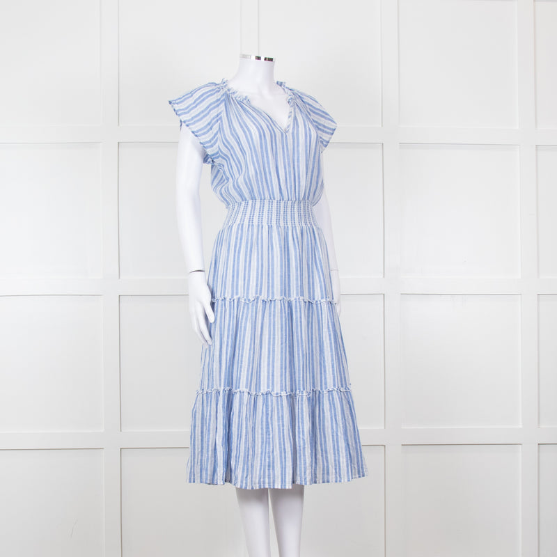 Rails Blue White Striped Cotton Tiered Dress