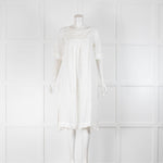 Bamford White Linen Short Sleeve Smock Dress