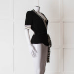 Chanel Black Cashmere Short Sleeve Logo Cardigan