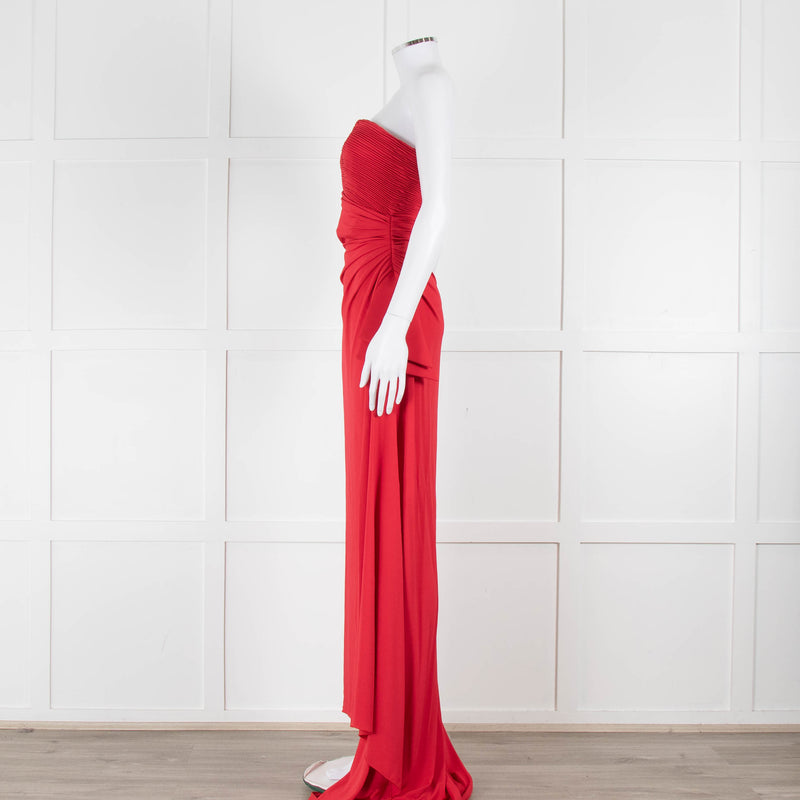 Giorgio Armani Red Ruched Bodice Stretch Gown