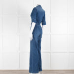 Donna Ida Blue Denim Short Sleeved Flared Jumpsuit