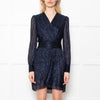 The Kooples Black & Blue Lurex Short Dress With Long Sleeves