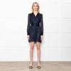 The Kooples Black & Blue Lurex Short Dress With Long Sleeves