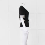 Chanel Black Cashmere Short Sleeve Logo Cardigan