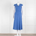 Max Mara Cornflower Blue Woven Fit and Flare Dress