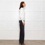 Ganni White Ruched Detail Puff Sleeved Cotton Top