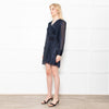 The Kooples Black & Blue Lurex Short Dress With Long Sleeves