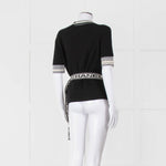 Chanel Black Cashmere Short Sleeve Logo Cardigan