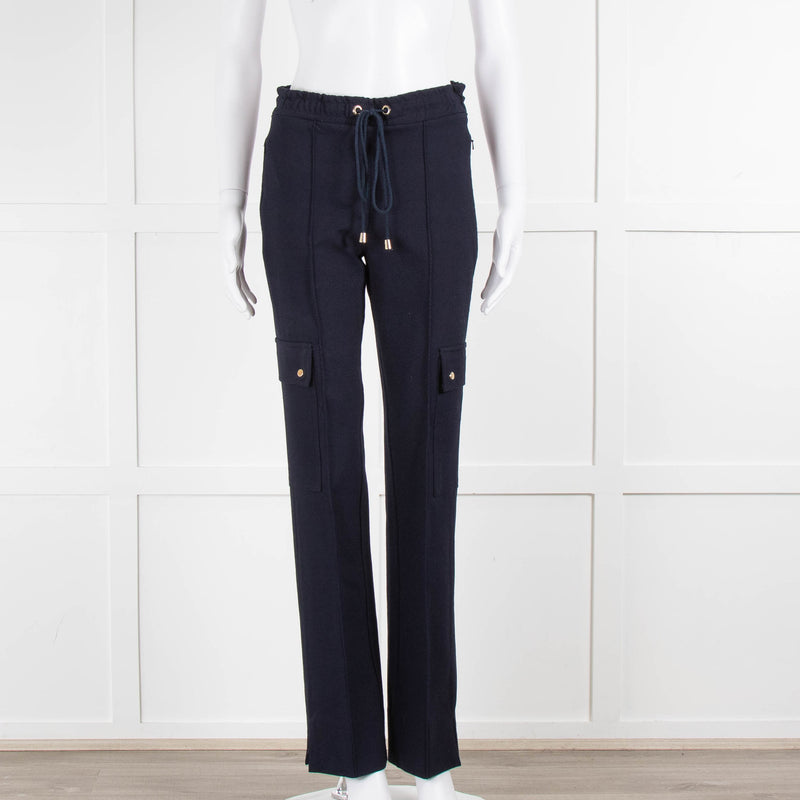 Me+Em Navy Blue Side Pockets Elasticated Waist Trousers