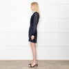 The Kooples Black & Blue Lurex Short Dress With Long Sleeves