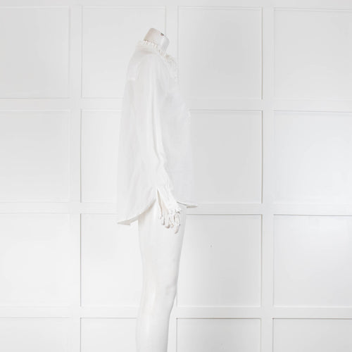 Bamford  Cream Frill Trim Long Sleeve  Cotton Top