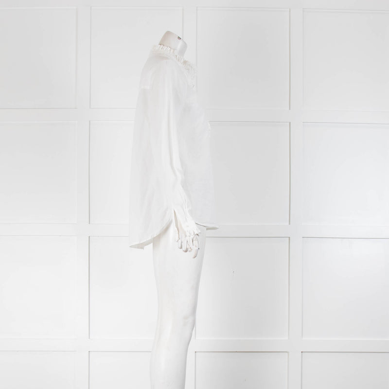 Bamford  Cream Frill Trim Long Sleeve  Cotton Top