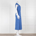Max Mara Cornflower Blue Woven Fit and Flare Dress