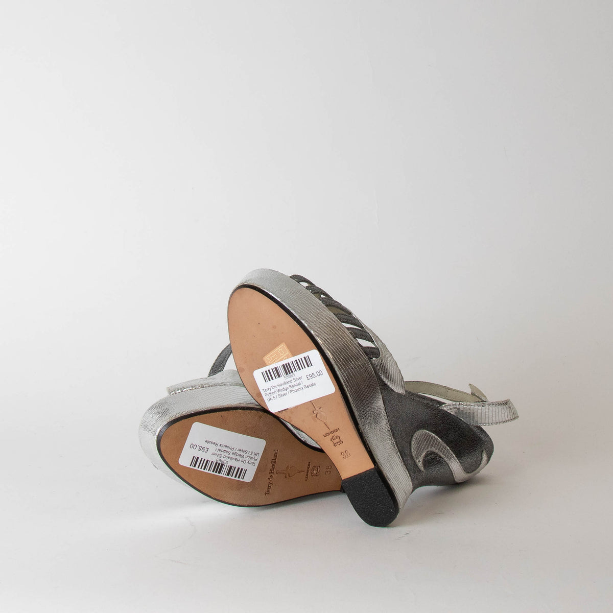 Terry De Havilland Silver Python Wedge Sandal