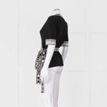 Chanel Black Cashmere Short Sleeve Logo Cardigan