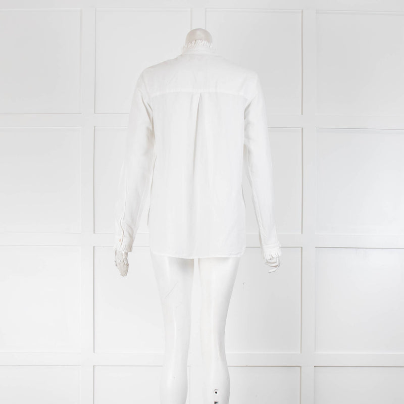 Bamford  Cream Frill Trim Long Sleeve  Cotton Top