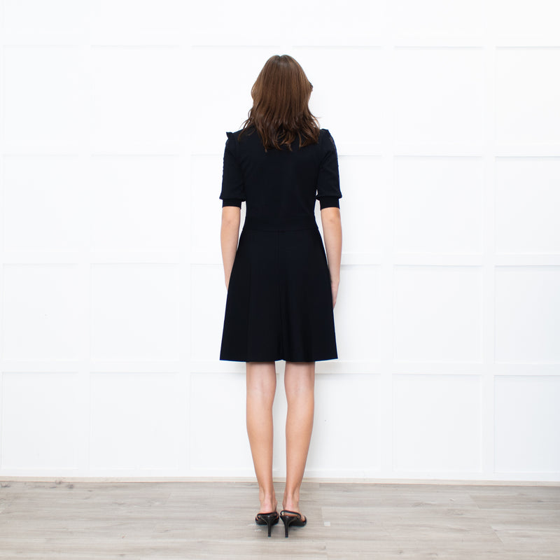 Valentino Black Short Sleeve Lace Panelled Mini Dress
