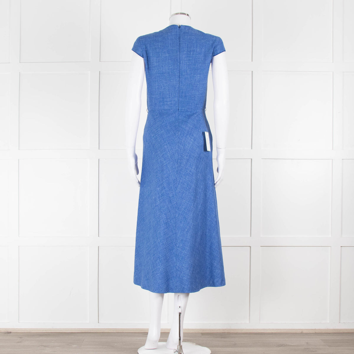 Max Mara Cornflower Blue Woven Fit and Flare Dress