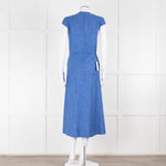 Max Mara Cornflower Blue Woven Fit and Flare Dress