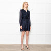 The Kooples Black & Blue Lurex Short Dress With Long Sleeves