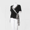 Chanel Black Cashmere Short Sleeve Logo Cardigan