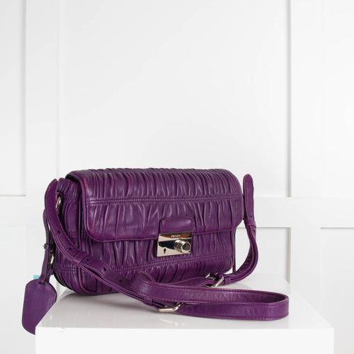 Prada Purple Gaufre Flap Crossbody Bag