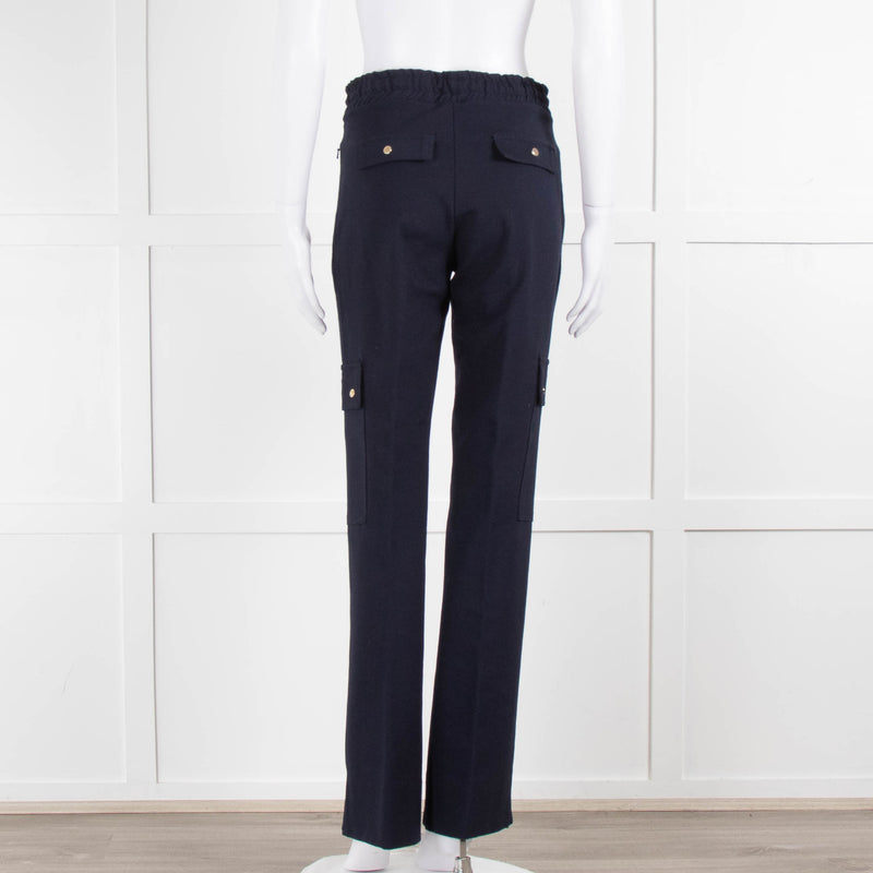 Me+Em Navy Blue Side Pockets Elasticated Waist Trousers