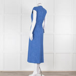 Max Mara Cornflower Blue Woven Fit and Flare Dress