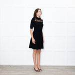 Valentino Black Short Sleeve Lace Panelled Mini Dress