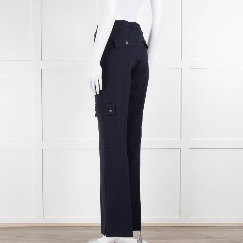 Me+Em Navy Blue Side Pockets Elasticated Waist Trousers