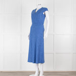 Max Mara Cornflower Blue Woven Fit and Flare Dress