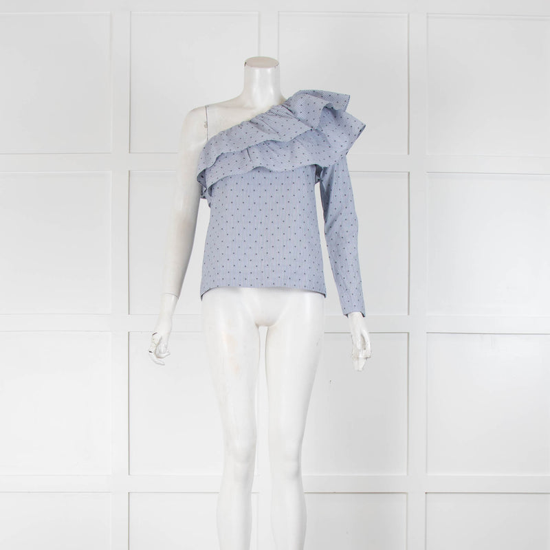 Maje Blue Striped One Sleeve Top